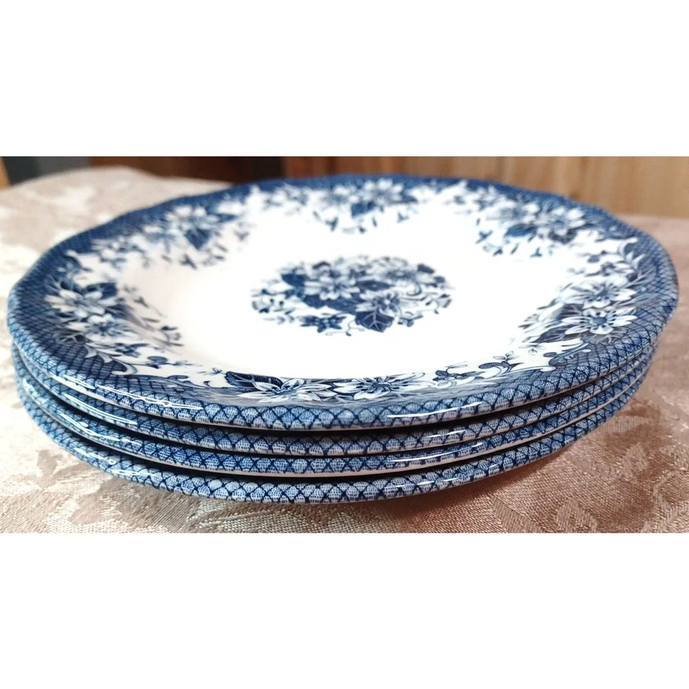 4 Clayton Blue White French English Country Cottage 7 1/2